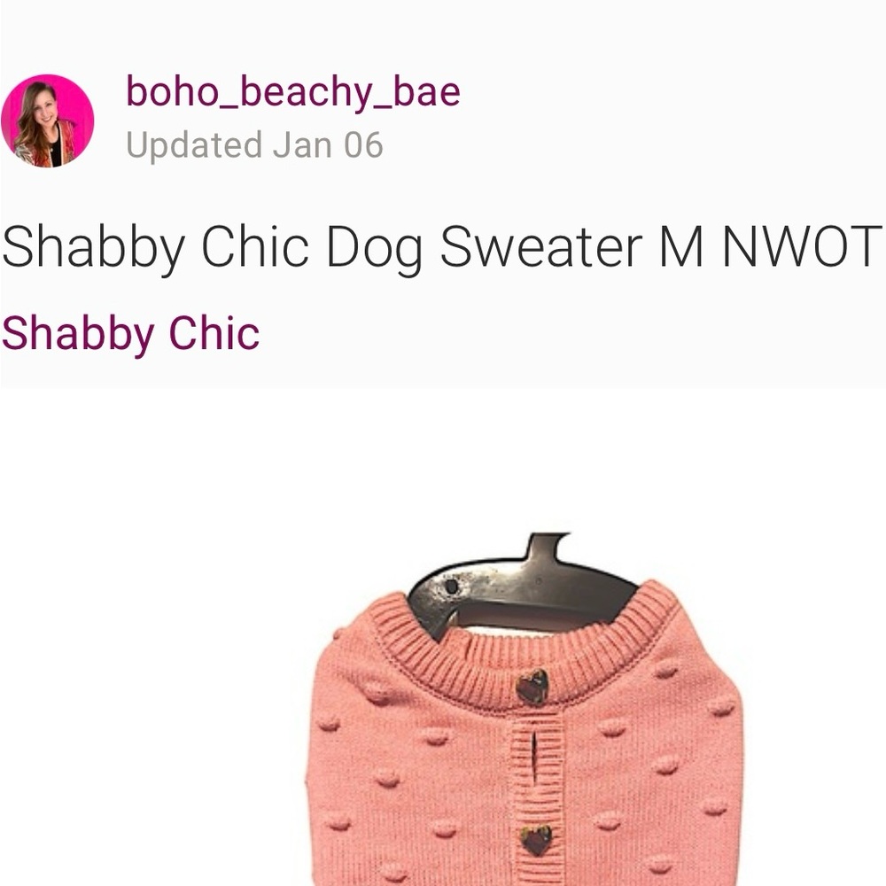 Dog Sweater, Pink with Gold Heart Buttons, NWOT, by Shabby Chic, Sz Medium - Picture 9 of 11